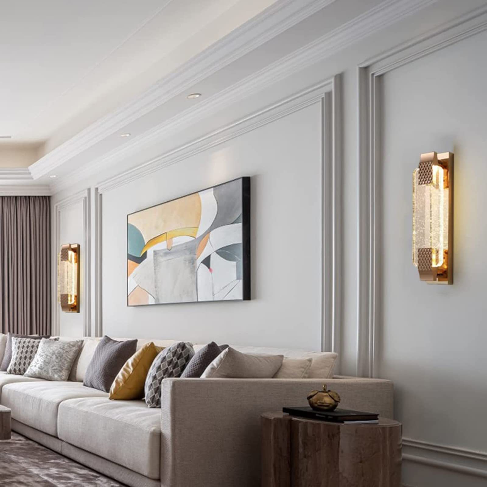 Kajetan wall lamp illuminated in living room