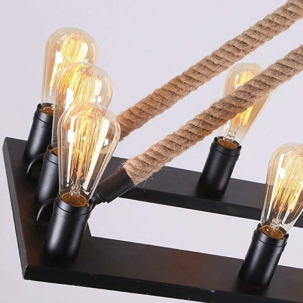 Epoch industrial pendant light detail, rope and bulb close up