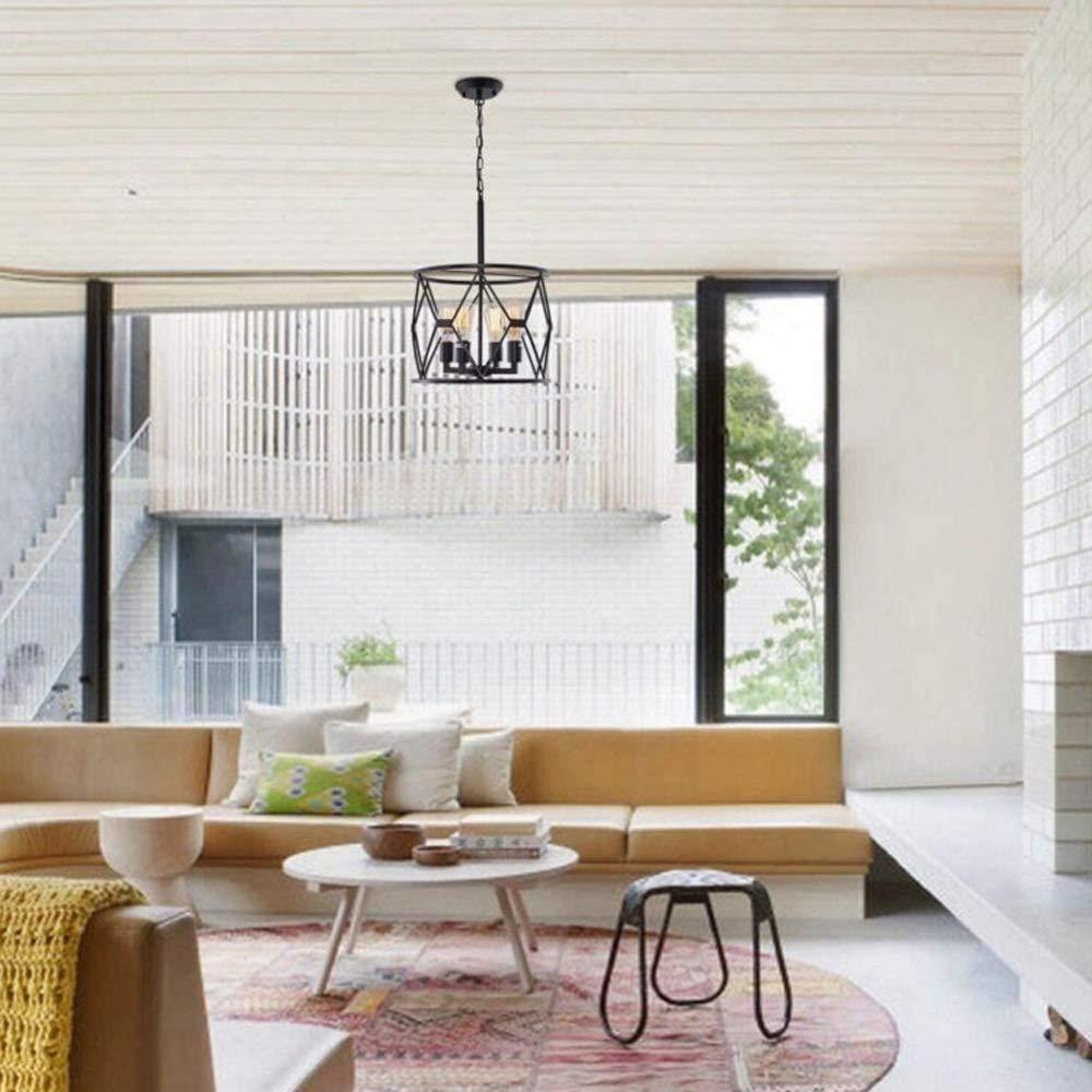 Industrial pendant light in black metal living room