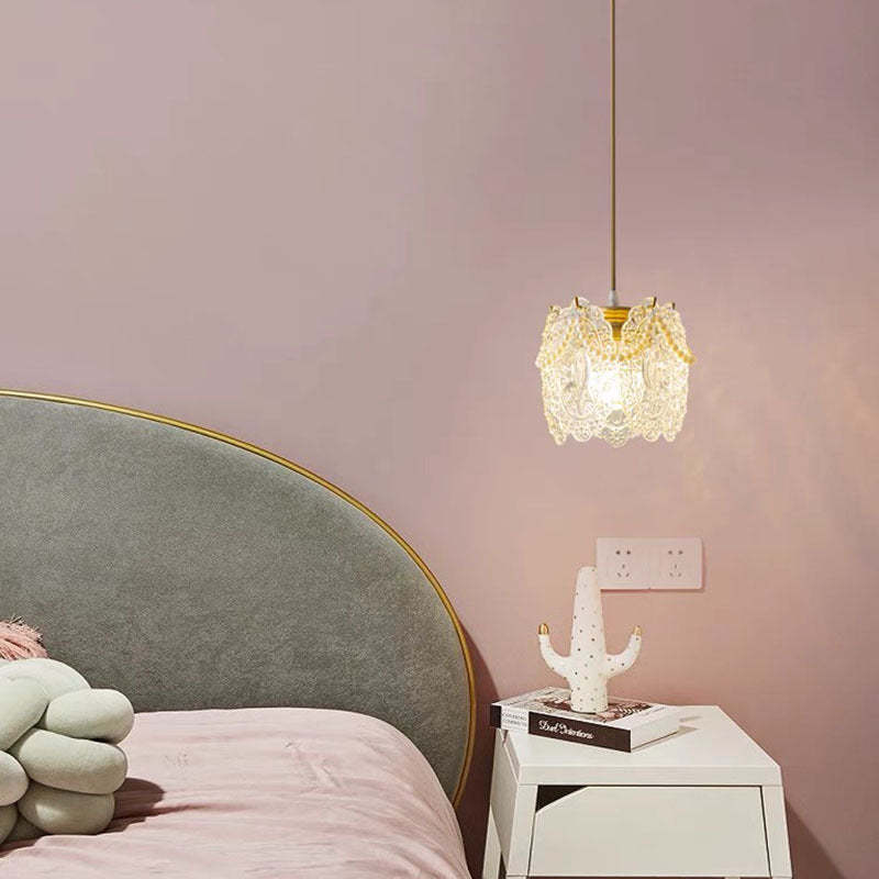 Kirsten French Lacey Flower Pendant Light in bedroom setting