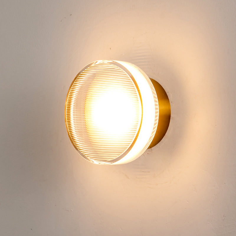 Veta Modern Mini Bowl Wall Lamp close-up, glowing