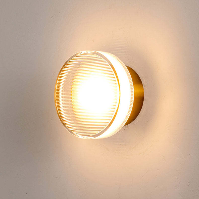 Veta Modern Mini Bowl Wall Lamp close-up, glowing