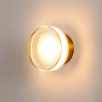 Veta Modern Mini Bowl Wall Lamp close-up, glowing