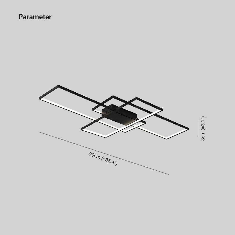 Bouvet black rectangular ceiling light dimensions.