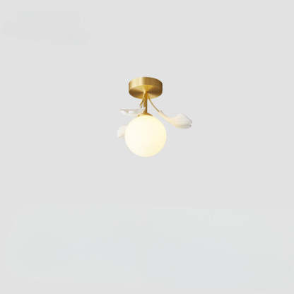 Olivia Chandelier with leaf accents, gold finish and globe bulb