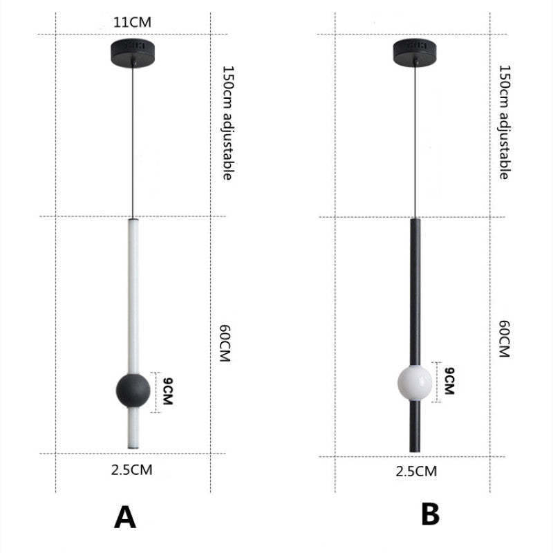 Carr Pendant Light Dimensions: Black & White