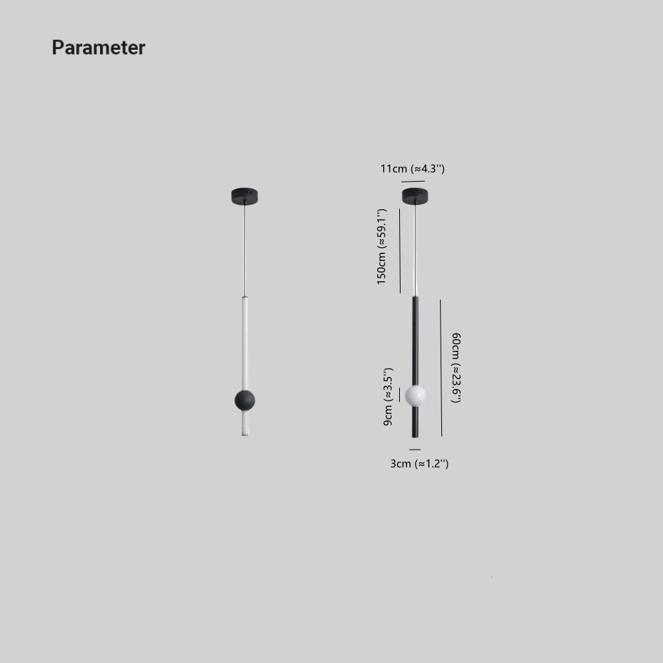 Carr Pendant Light Dimensions - Minimalist Linear Globe Lamp