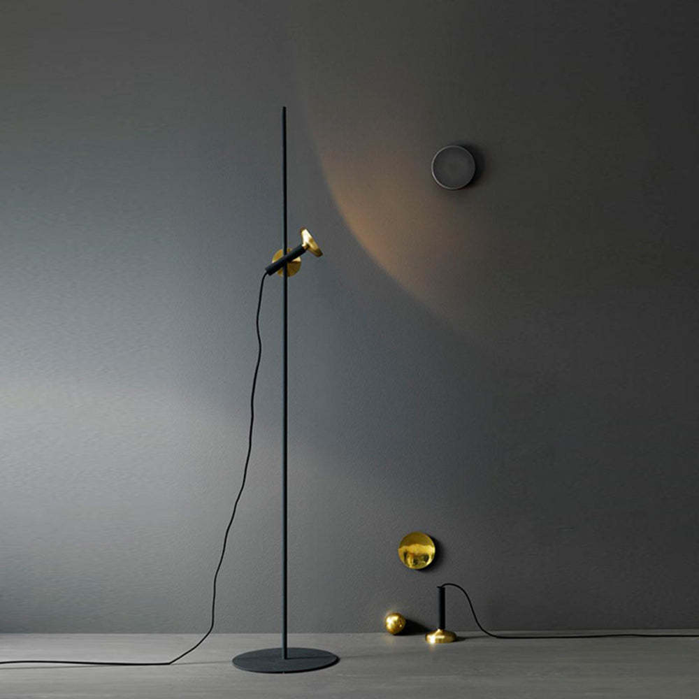 Salgado Floor Lamp, Minimalist Design with Black and Brass Accents