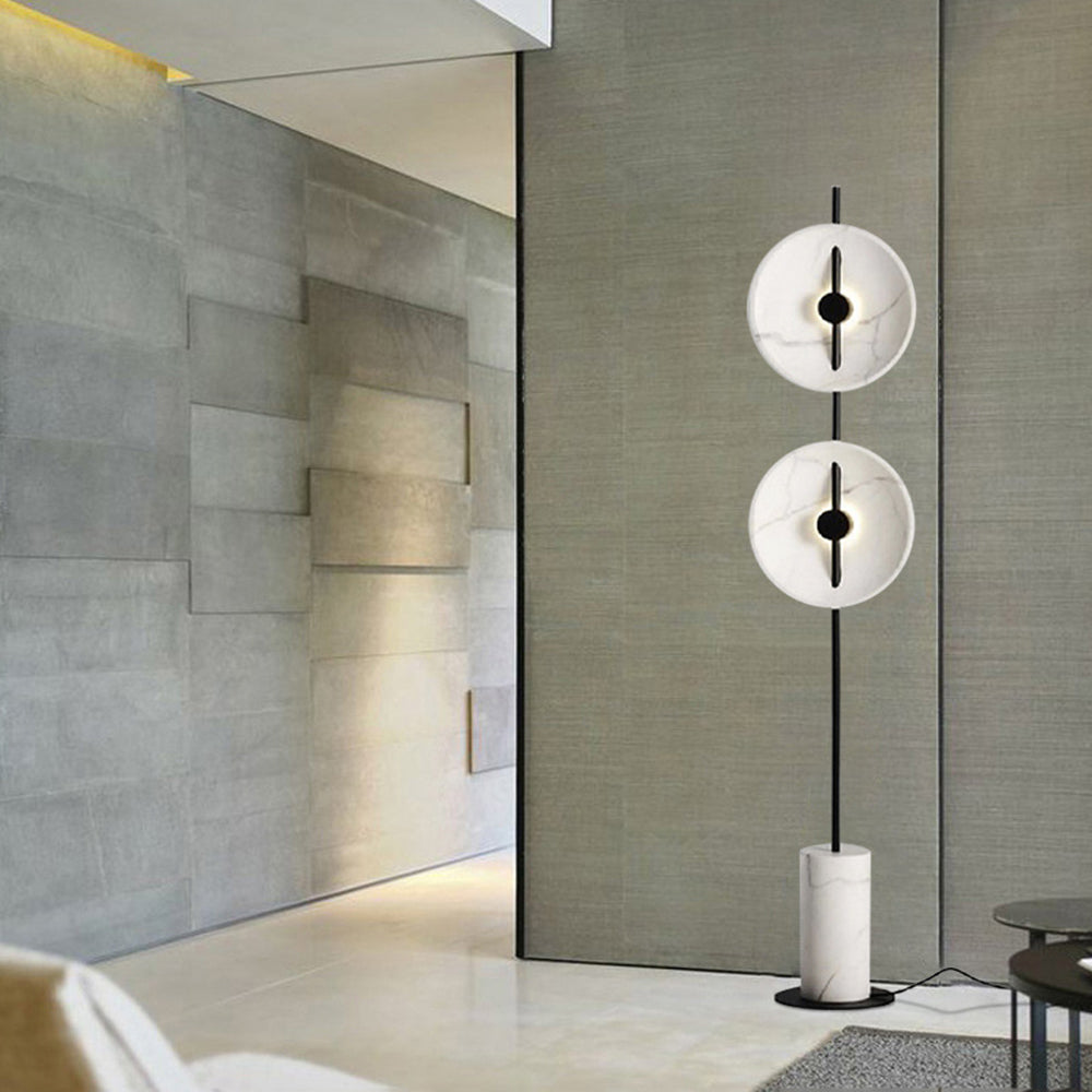 Modern floor lamp with marble shades in contemporary interior