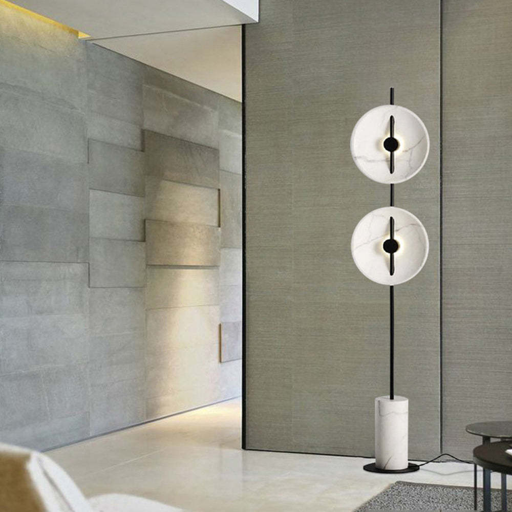 Modern floor lamp with marble shades in contemporary interior