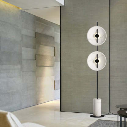 Modern floor lamp with marble shades in contemporary interior