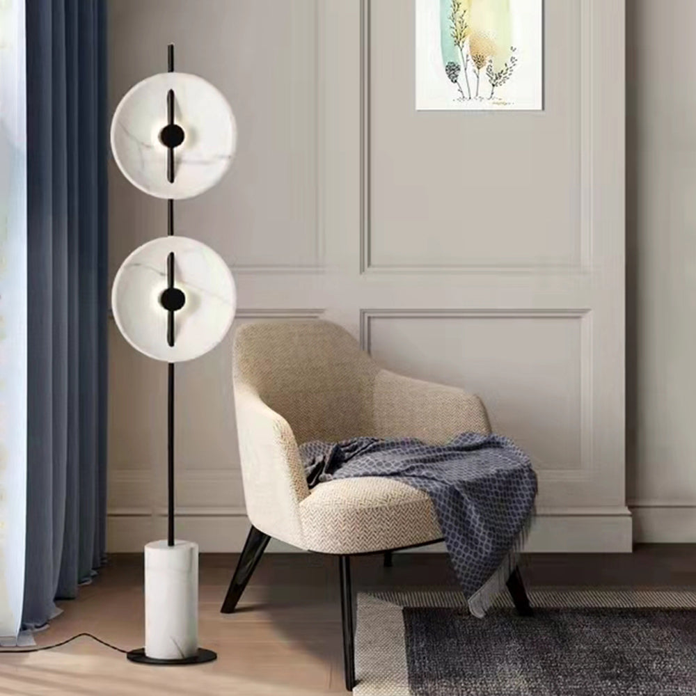 Salgado floor lamp with marble shades in living room