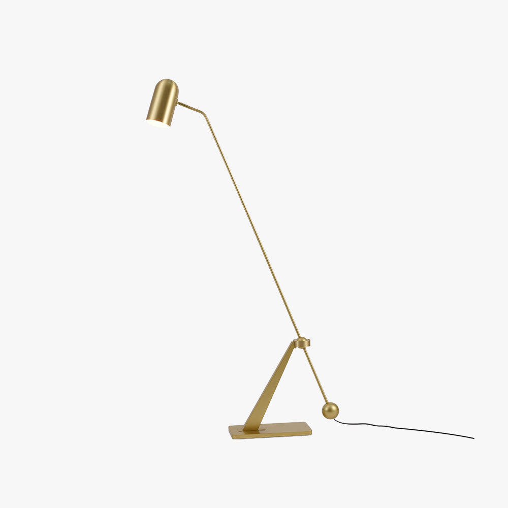 Freja Antique Vintage Lever Metal Floor Lamp, Brass Finish - Lassola Lighting