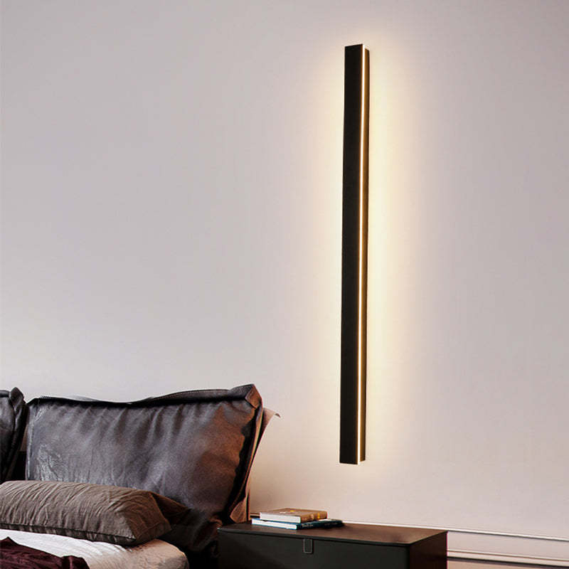 Modern LED wall lamp in bedroom. Las Sola artistic lighting. Edge Ripple Minimalist Linear LED Outdoor Wall Lamp Metal Garden Corridor Balcony