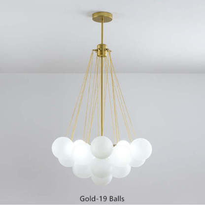 Gold Valentina 19-ball glass pendant light. Valentina Glass Globe Pendant Light Bubble