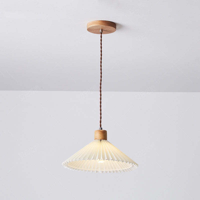 Ozawa origami pendant light, wood and PVC shade.