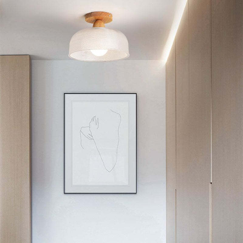 Sanna Nordic Ceiling Light illuminating hallway with artwork.