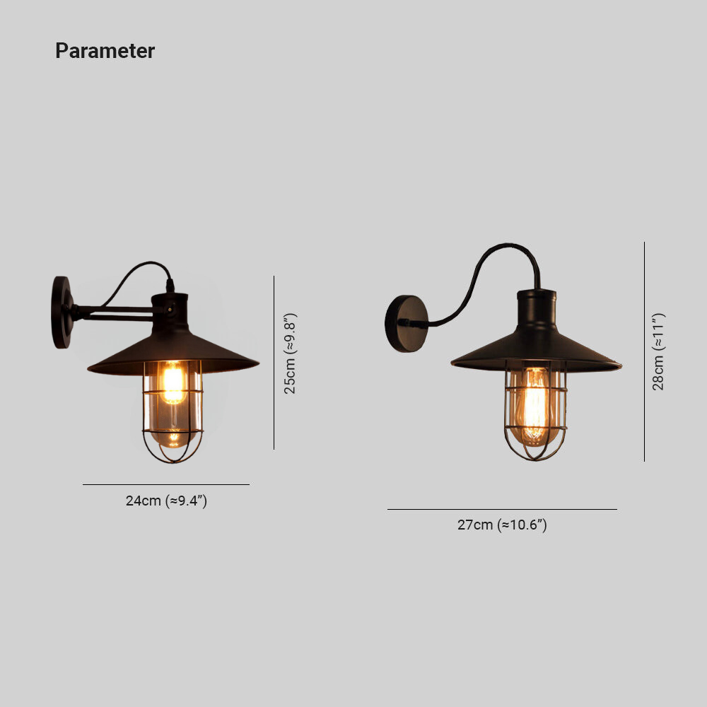 Alessio Retro LED Wall Lamp dimensions - Las Sola Lighting