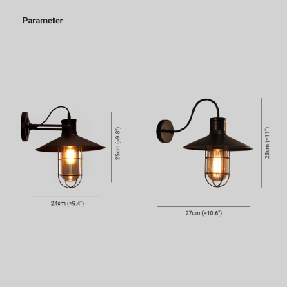 Alessio Retro LED Wall Lamp dimensions - Las Sola Lighting