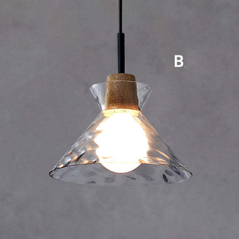 Levy Glass Pendant Light, cone shape. Modern dining room lighting.