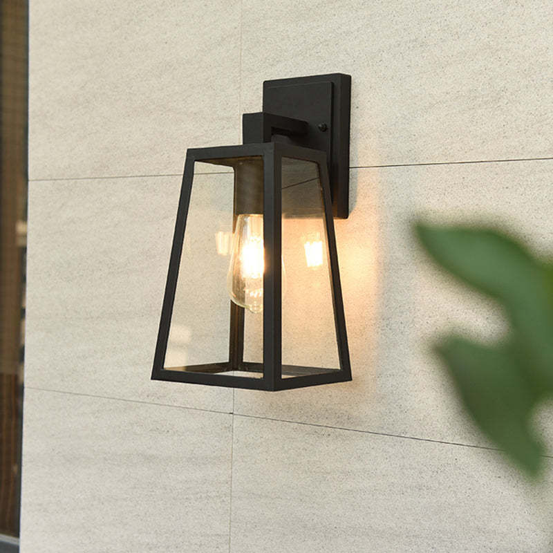 Alessio Industrial Wall Lamp - Black metal and glass fixture