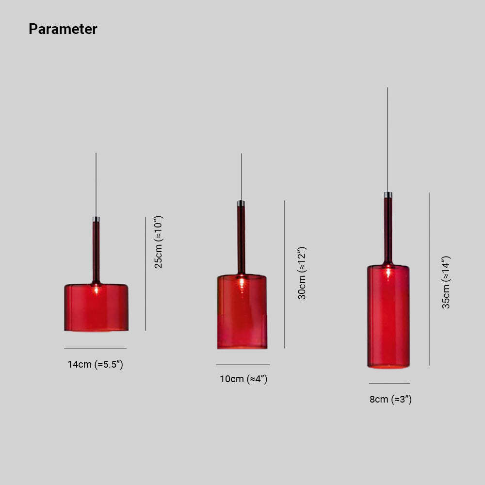 Hailie Red Glass Pendant Light Dimensions