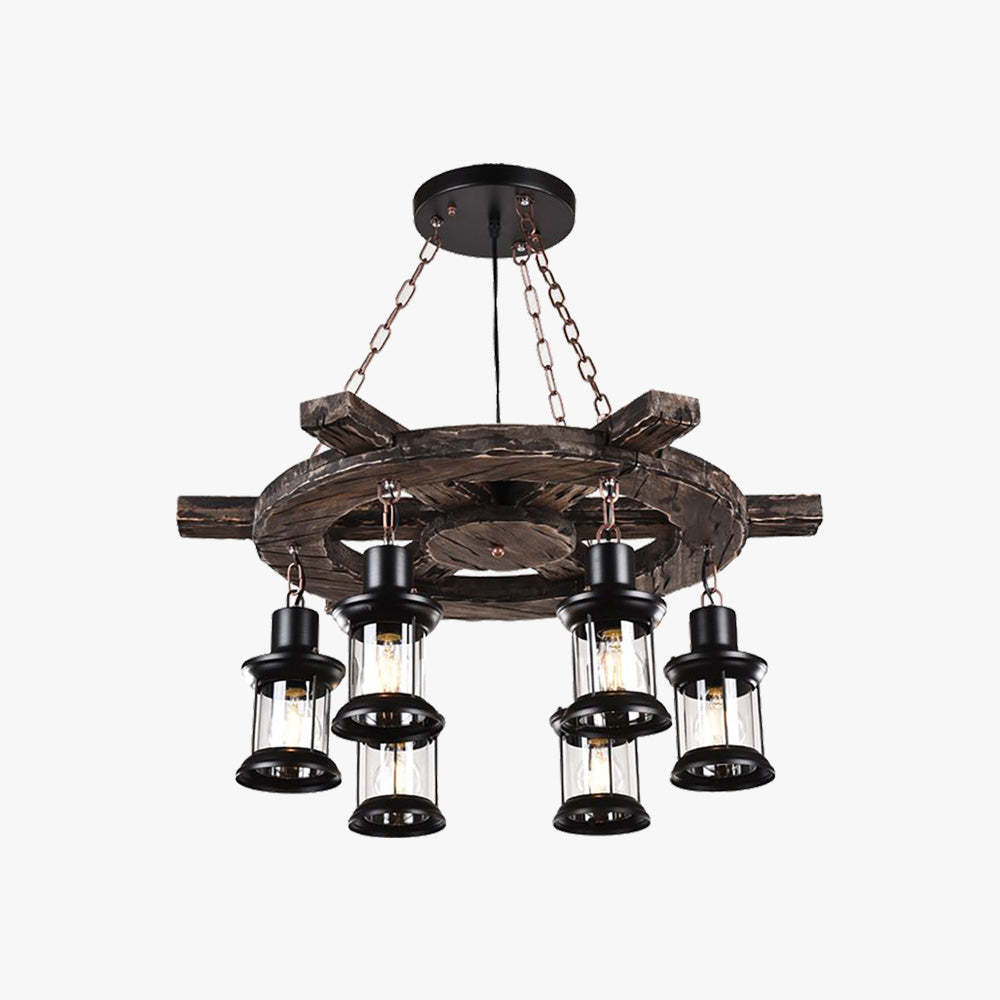 Austin Pendant Light, Wood & Metal Chandelier