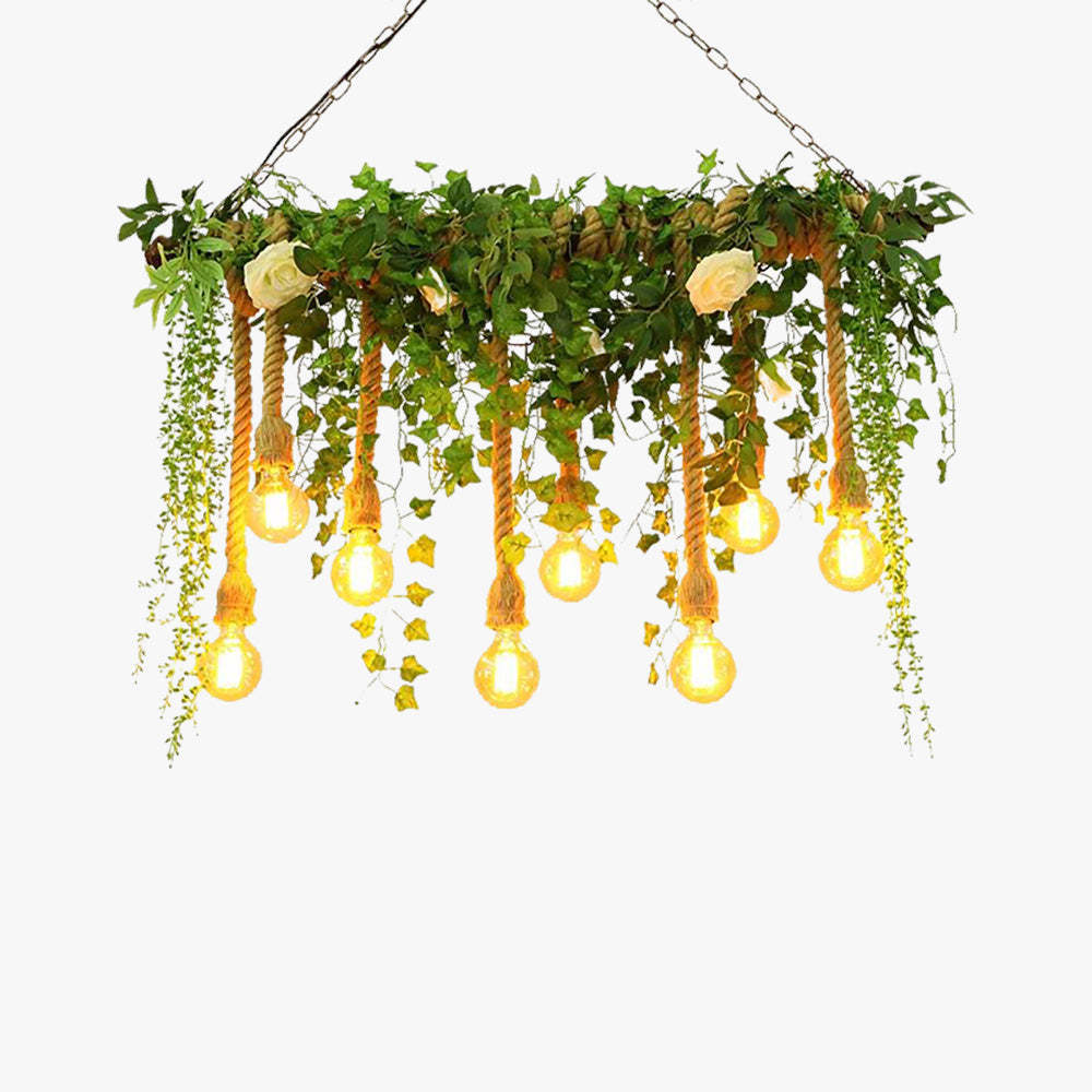 Nest Pendant Light with Greenery and Ropes