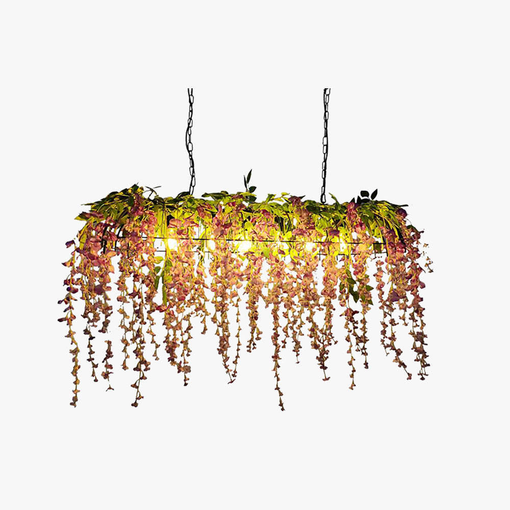 Nest pendant light with flower and metal design