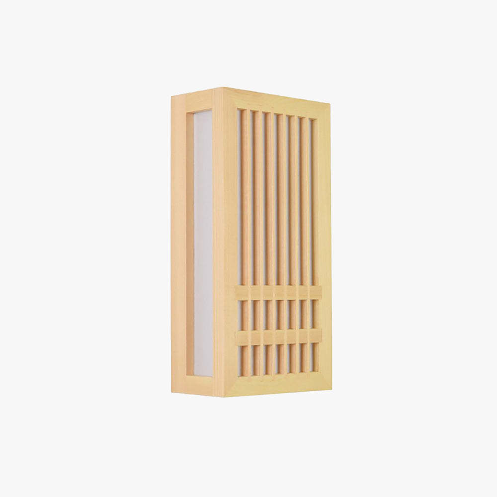 Ozawa Wall Lamp Rectangular Rustic, Wooden wall sconce for bedroom
