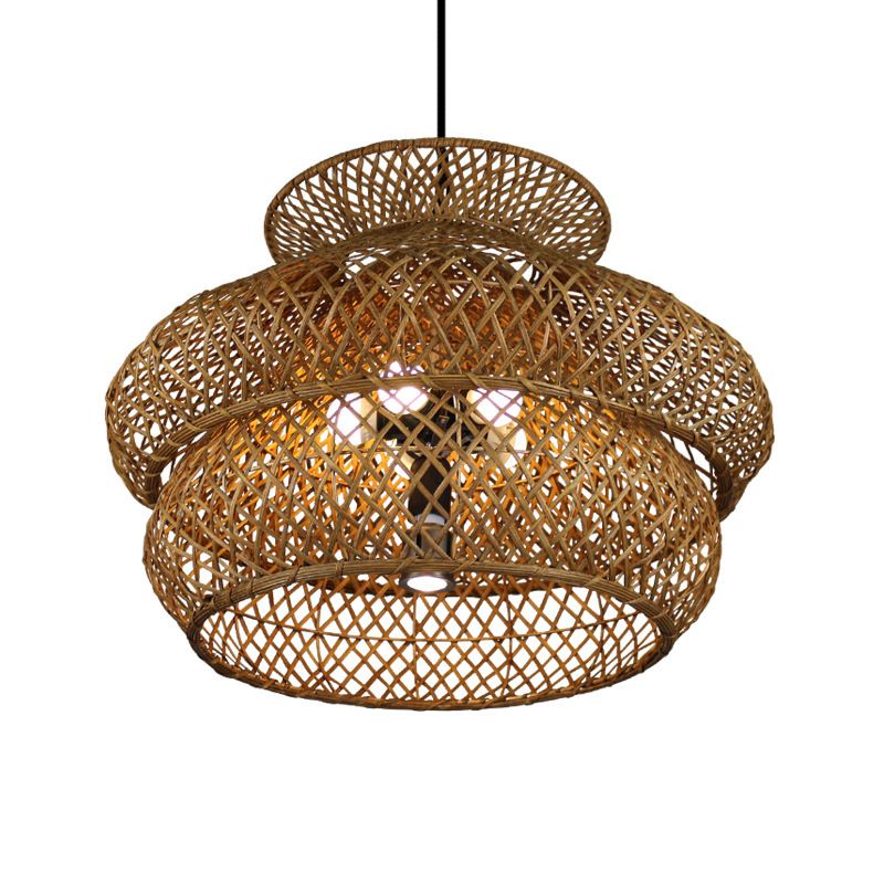 Ritta pendant light, natural rattan weave