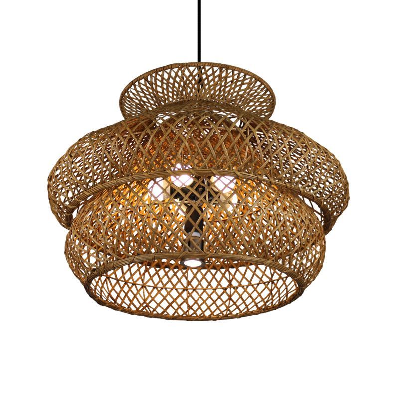Ritta pendant light, natural rattan weave