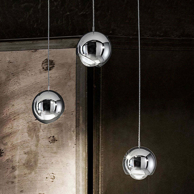 Silver Valentina Pendant Lights, Modern Metal Ball Lighting