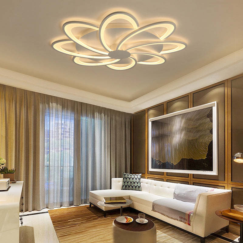 Modern living room with Hana flower ceiling light