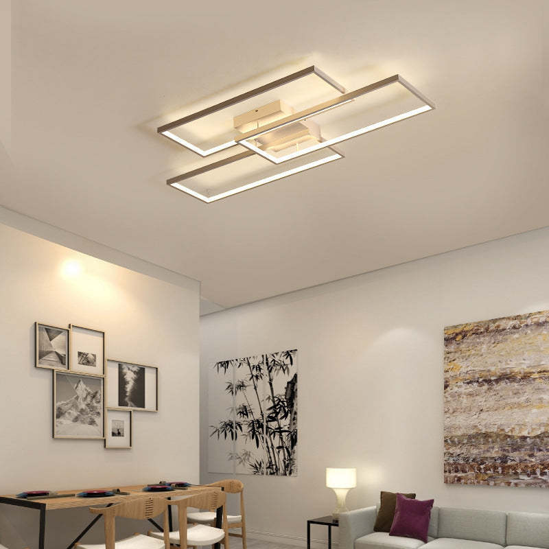 Bouvet Rectangular Metal LED Ceiling Light in Modern Living Room