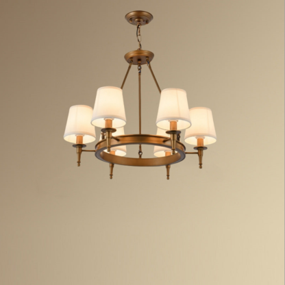 Copper Alessio Vintage Ring Chandelier with Fabric Shades