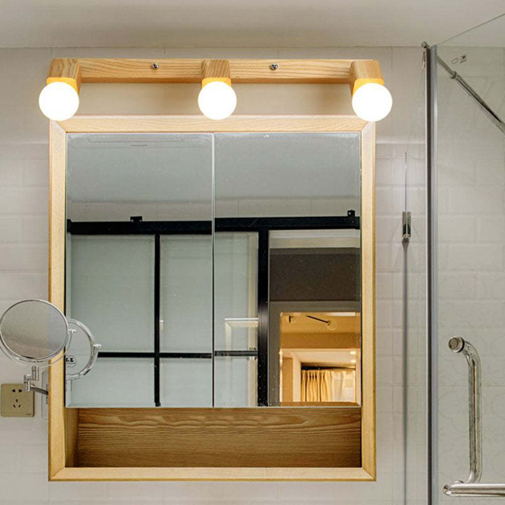 Ozawa Modern Wood Vanity Light above mirror