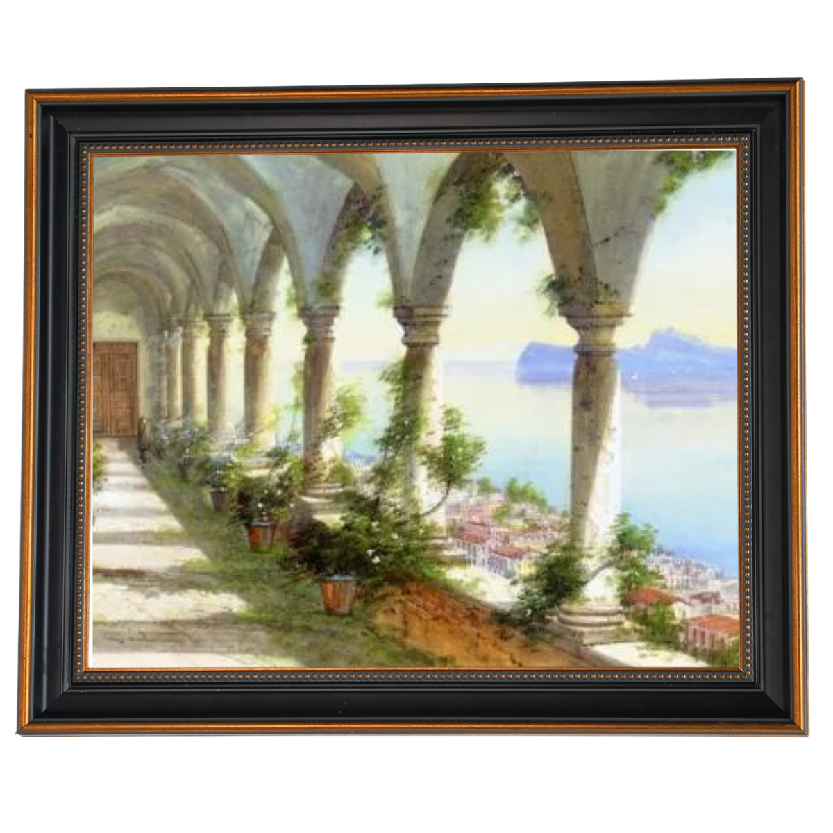 Capri Island colonnade view framed painting