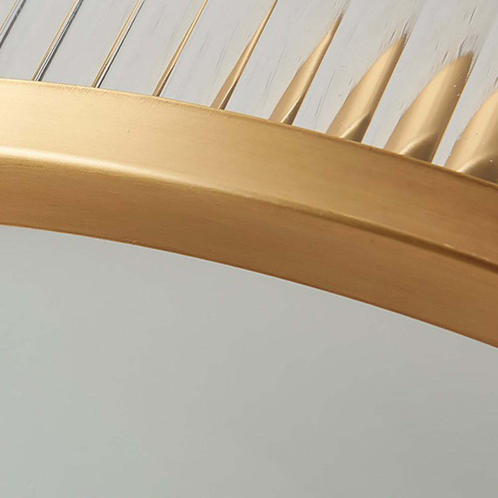 Alessio gold flush mount ceiling light glass detail close-up.