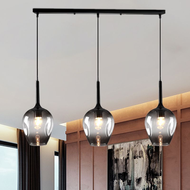 Hailie Modern Globe Pendant Light - Gray Glass