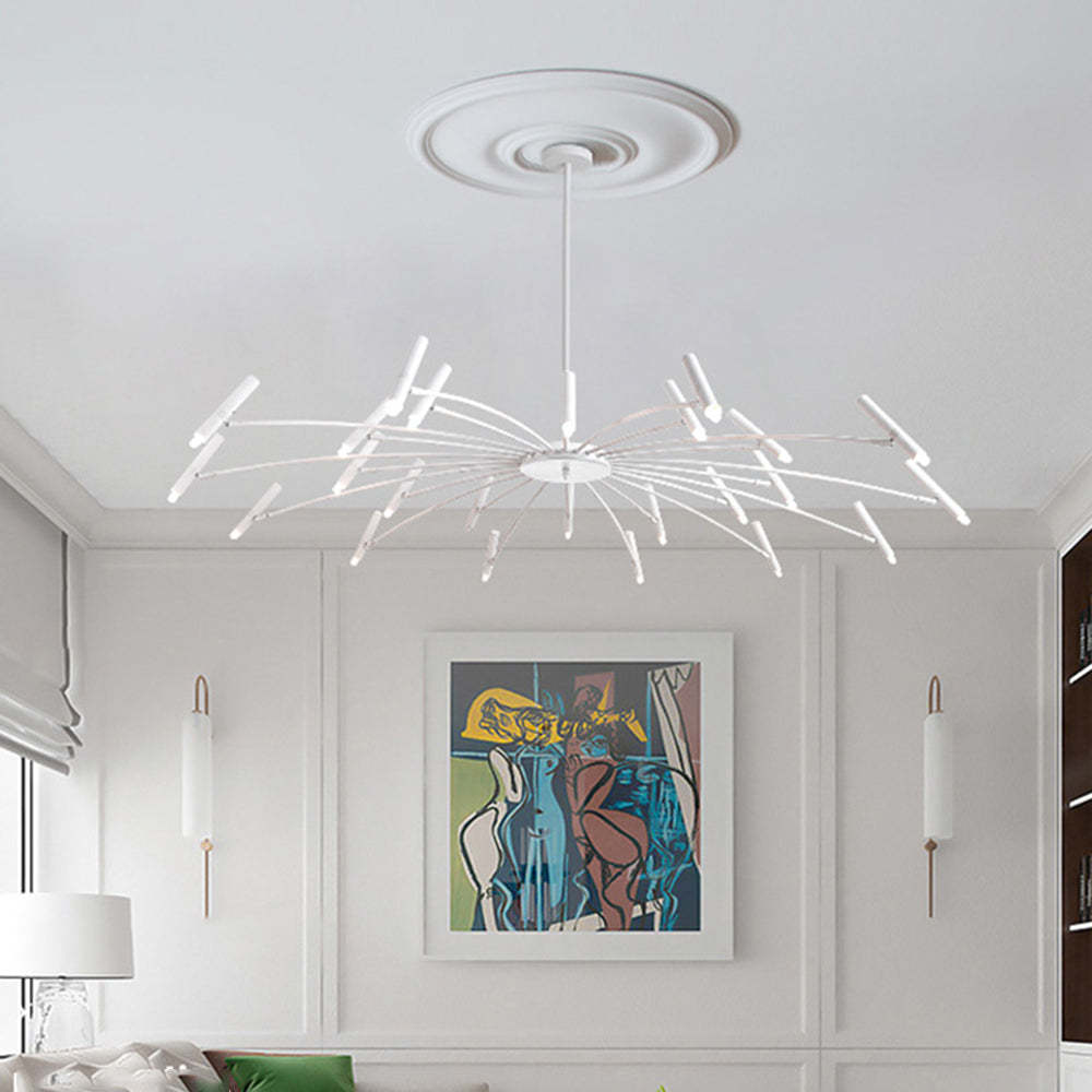 White Evette Modern Chandelier in Living Room