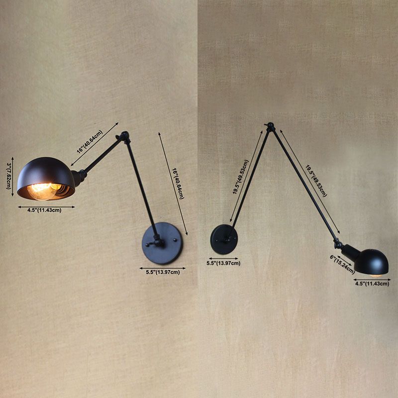 Dimensions of Brady Black Metal Adjustable Wall Lamp