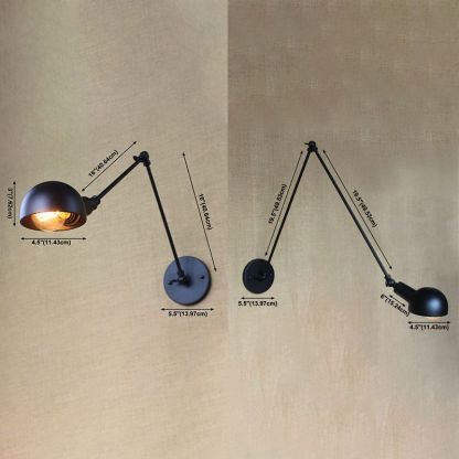 Dimensions of Brady Black Metal Adjustable Wall Lamp