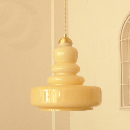 Beige glass Morandi pendant light, perfect for bedroom and living room