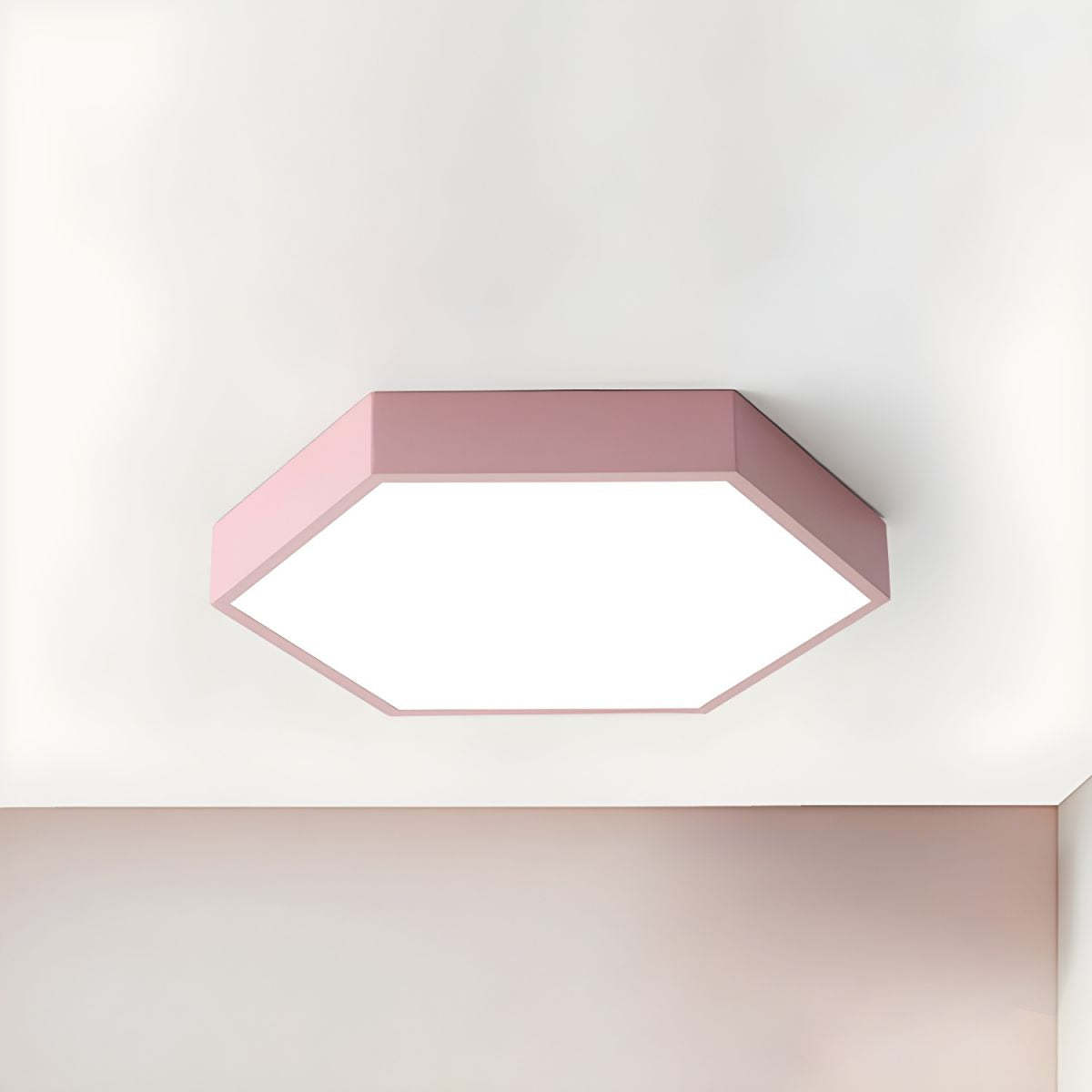 Pink hexagon LED flush mount ceiling light