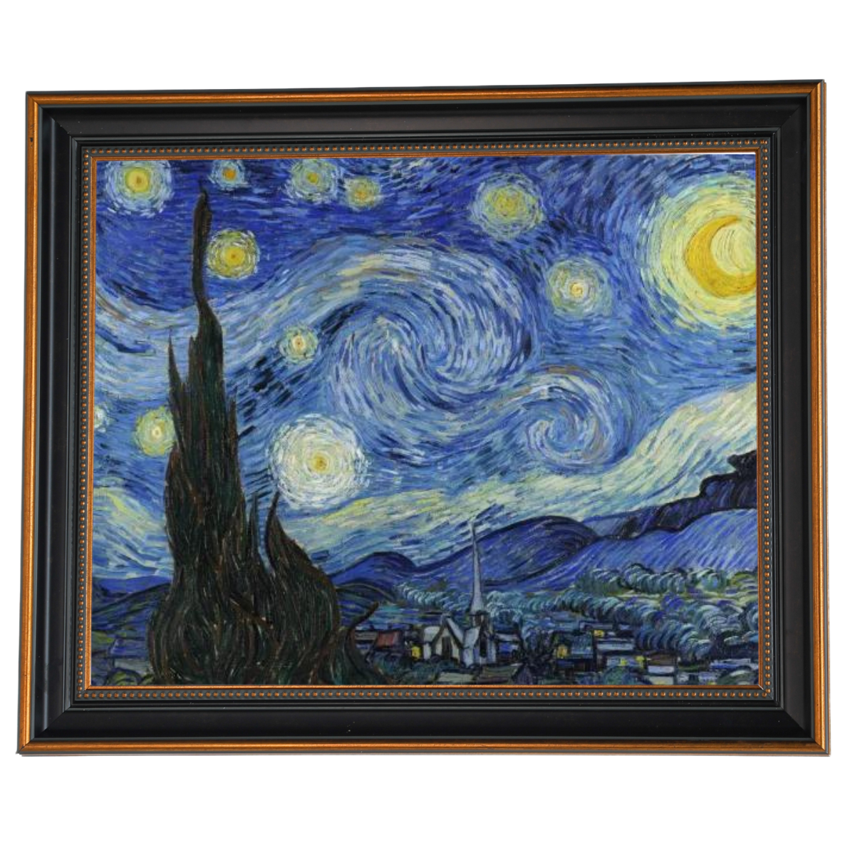 Framed Starry Night oil painting reproduction