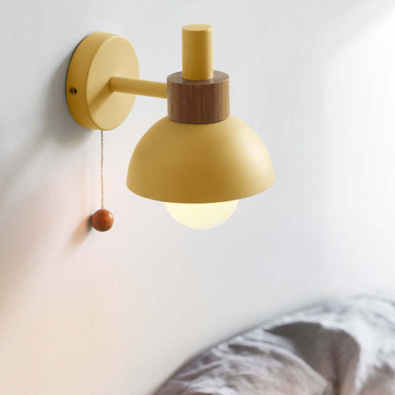 Yellow Morandi Modern LED Wall Lamp with pull string