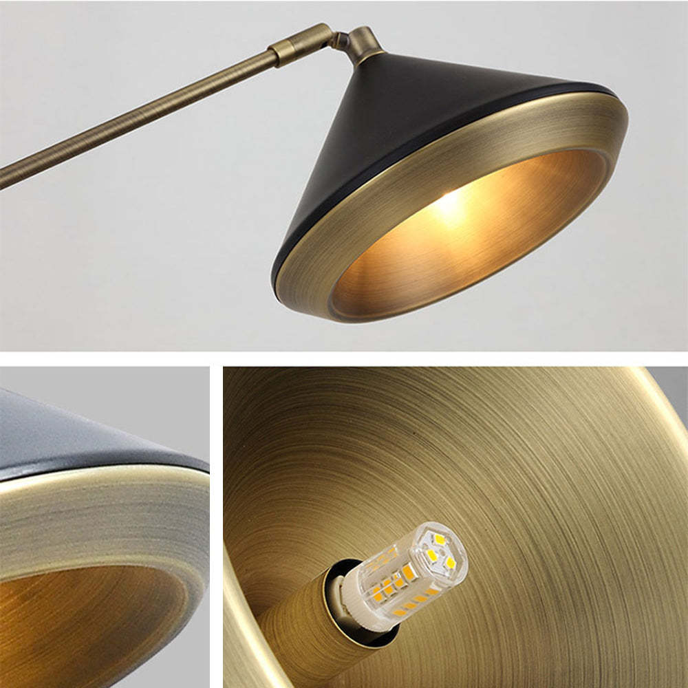 Carins Vintage Metal Floor Lamp detail: brass and black lampshade