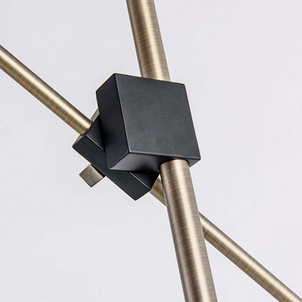 Carins floor lamp detail: brass and black metal joint