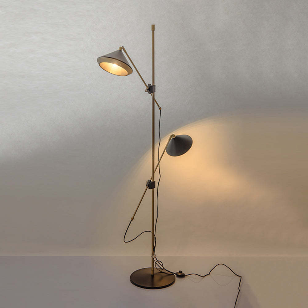 Carins brass floor lamp with adjustable lampshades